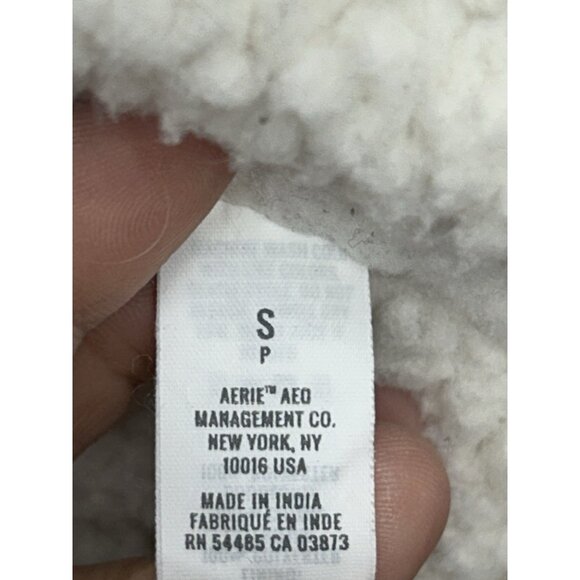 Aerie Womens Shacket Shirt Jacket Small Yellow Pink Plaid Flannel Sherpa Lined - Picture 9 of 11